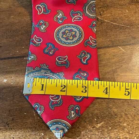 Barry Manufacturing Men’s Neck Tie 100% Silk Red multicolor Paisley Print - Picture 4 of 4